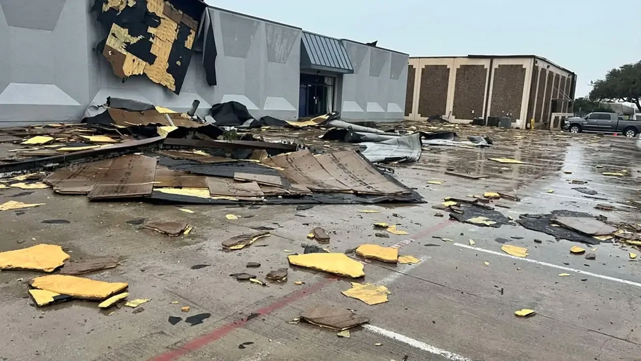 Hail-damaged commercial roof