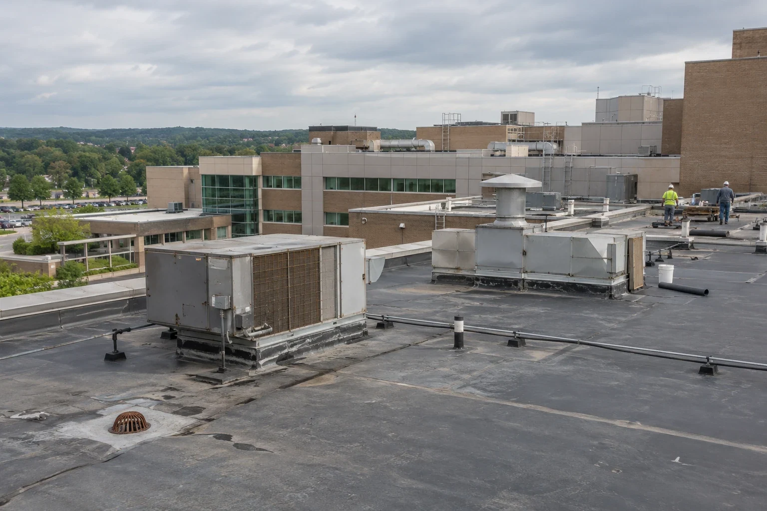 Rooftop units on a healthcare building